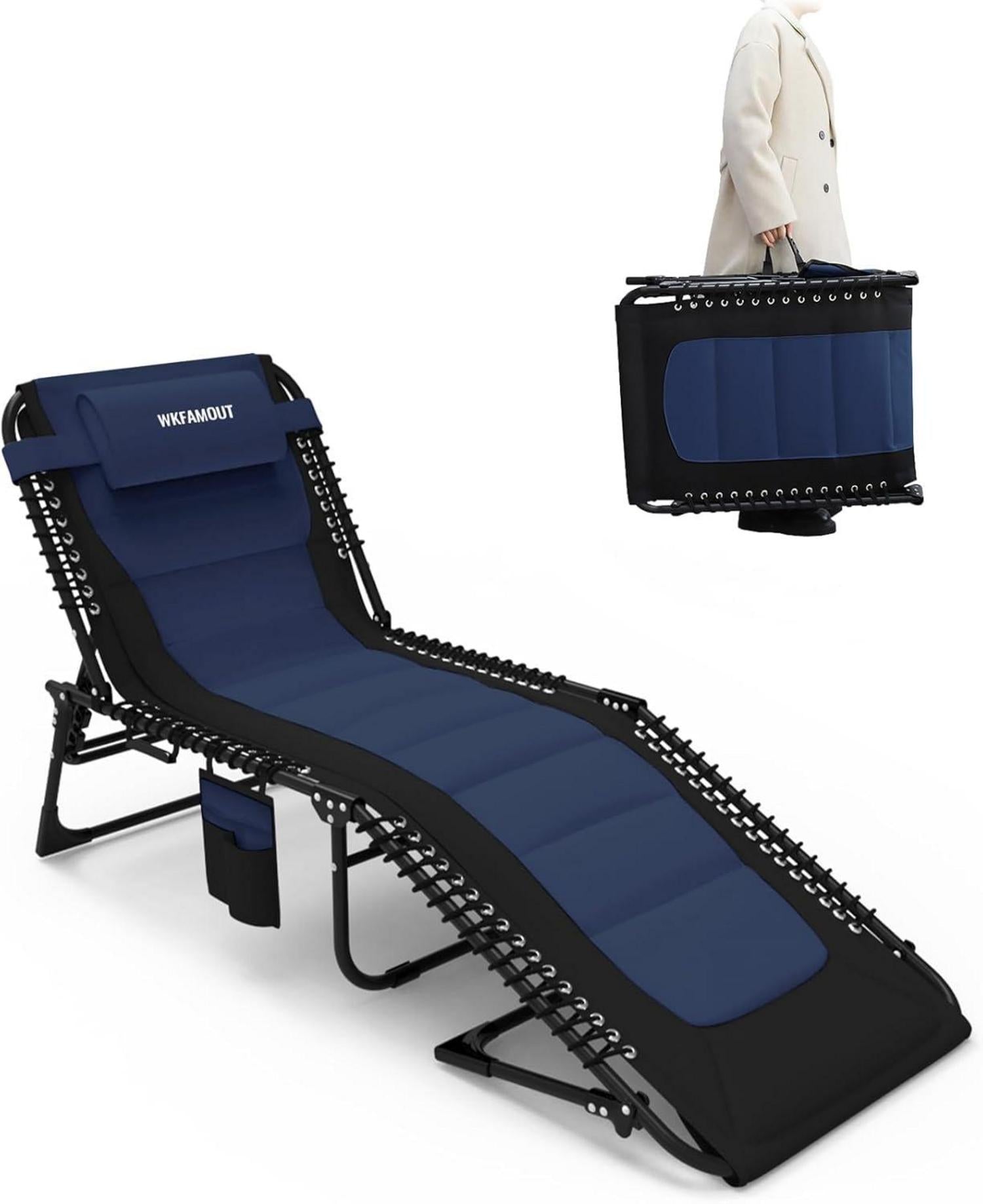 Klappbare Sonnenliege Verstellbare Rückenlehne Navy 190x59CM