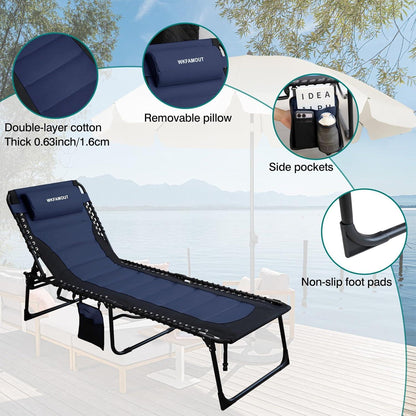 Klappbare Sonnenliege Gartenliege 5-fach verstellbar Navy 190x59CM