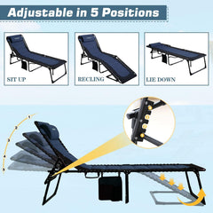 WKFAMOUT XXL Sonnenliege Klappbar Verstellbar Rückenlehne 200x68CM Navy