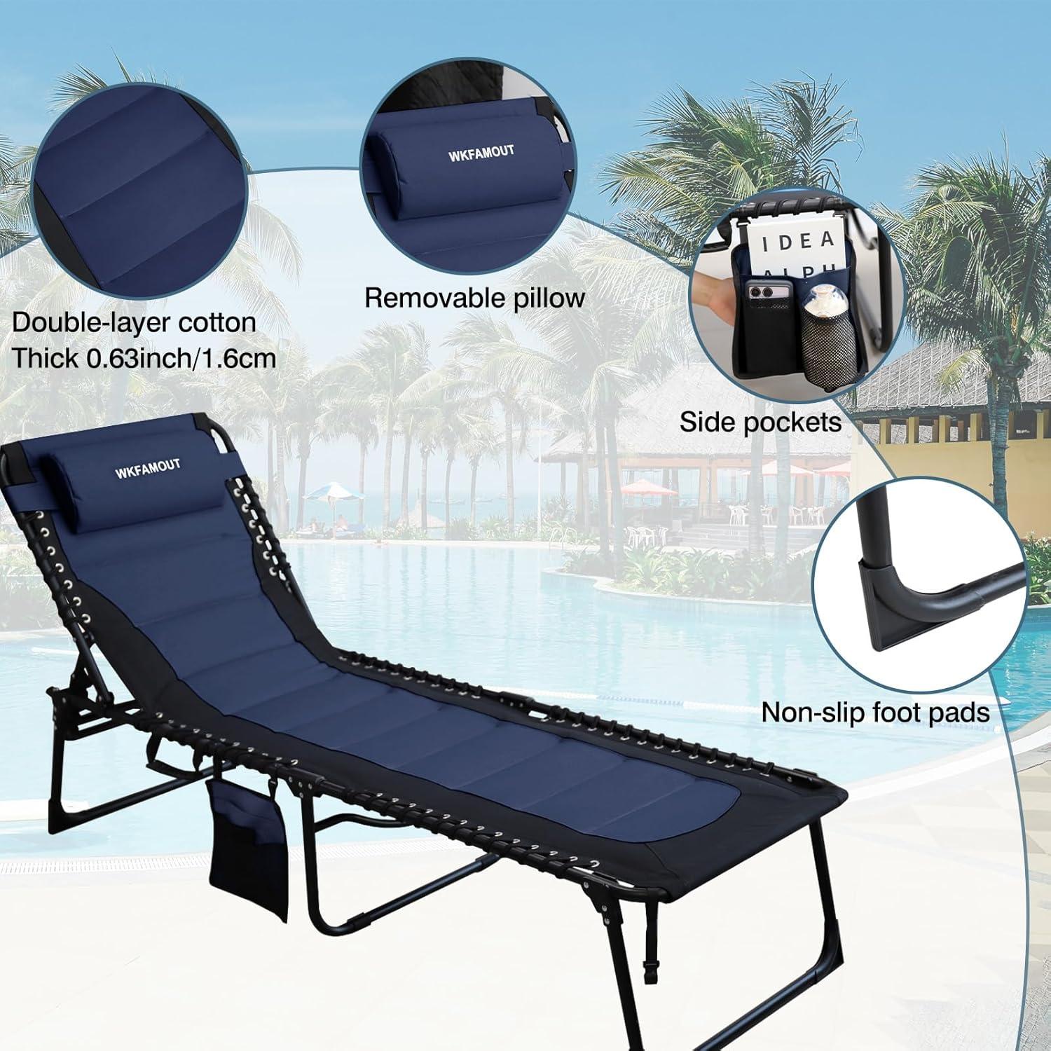 XXL Sonnenliege Klappbar Verstellbar Gartenliege 200x68CM Navy