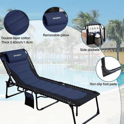 XXL Sonnenliege Klappbar Verstellbar Gartenliege 200x68CM Navy