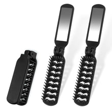 Klappbürste Reise Mini Haarbürste Schwarz mit Spiegel 2er Set