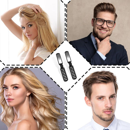 2er Set Klappbürste Reise Schwarz Mini Haarbürste Faltbar Kompakt