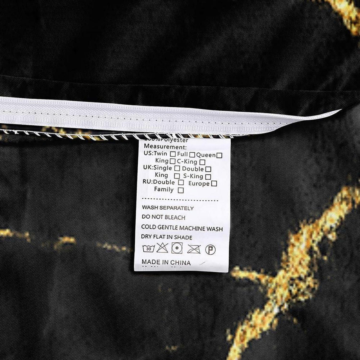 4tlg. Bettwäsche Set Marmor Schwarz Gold 135x200 cm