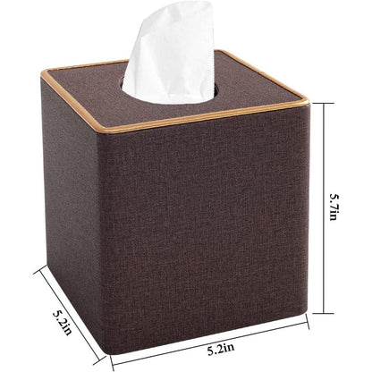 Leinen Taschentuchbox-Abdeckung | Quadratischer Serviettenspender Coffee