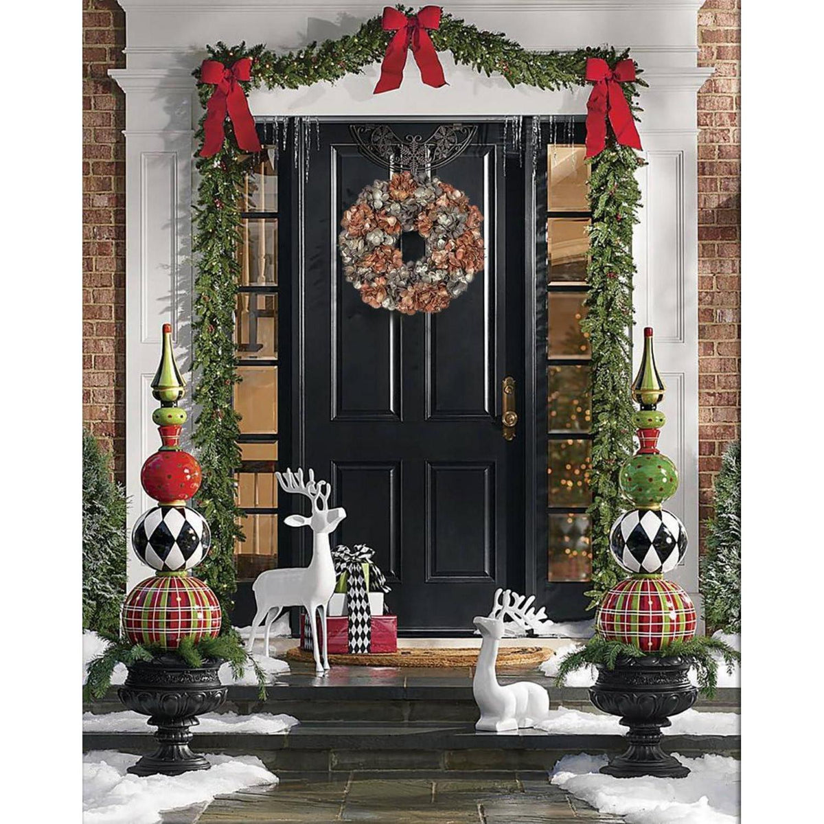 Künstlicher Hortensienkranz 61cm Braun für Weihnachten