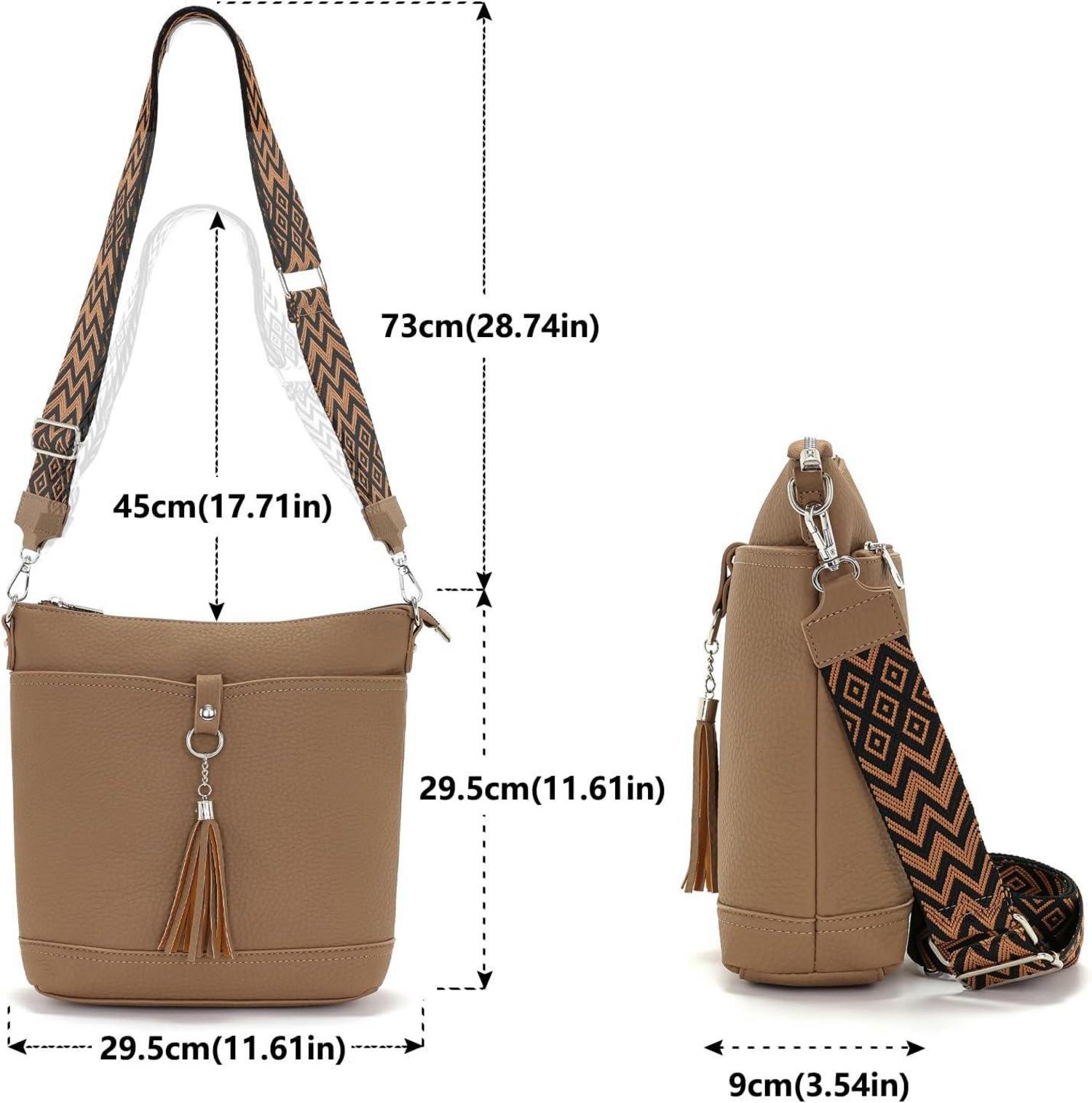 Sasrymnl Umhängetasche Damen mittelgroß Schwarz Vegan Leder