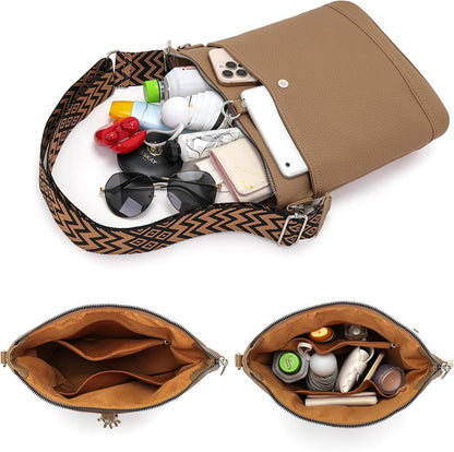 Damen Umhängetasche Schwarz Mittelgroß Vegan Leder Tasche