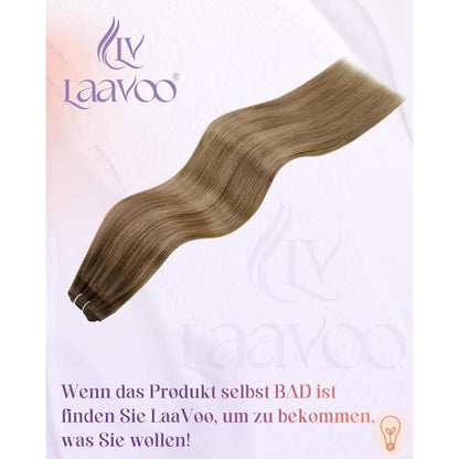 Echthaar Tressen Zum Einnähen Balayage Braun Ombre Gold