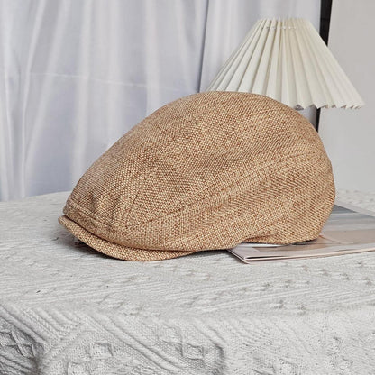 Schiebermütze Herren Baumwolle Leinen – Gatsby Flatcap Khaki L