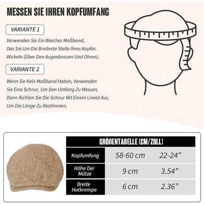 Schiebermütze Herren Baumwolle Leinen – Gatsby Flatcap Khaki L
