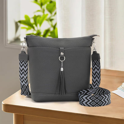Sasrymnl große Umhängetasche Damen schwarz Veganes Leder