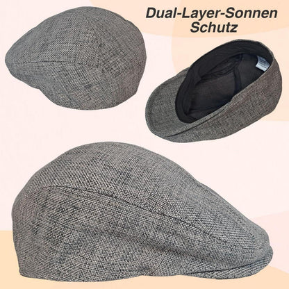 Schiebermütze Herren Baumwolle Leinen Grau - Gatsby Flatcap Newsboy Cap