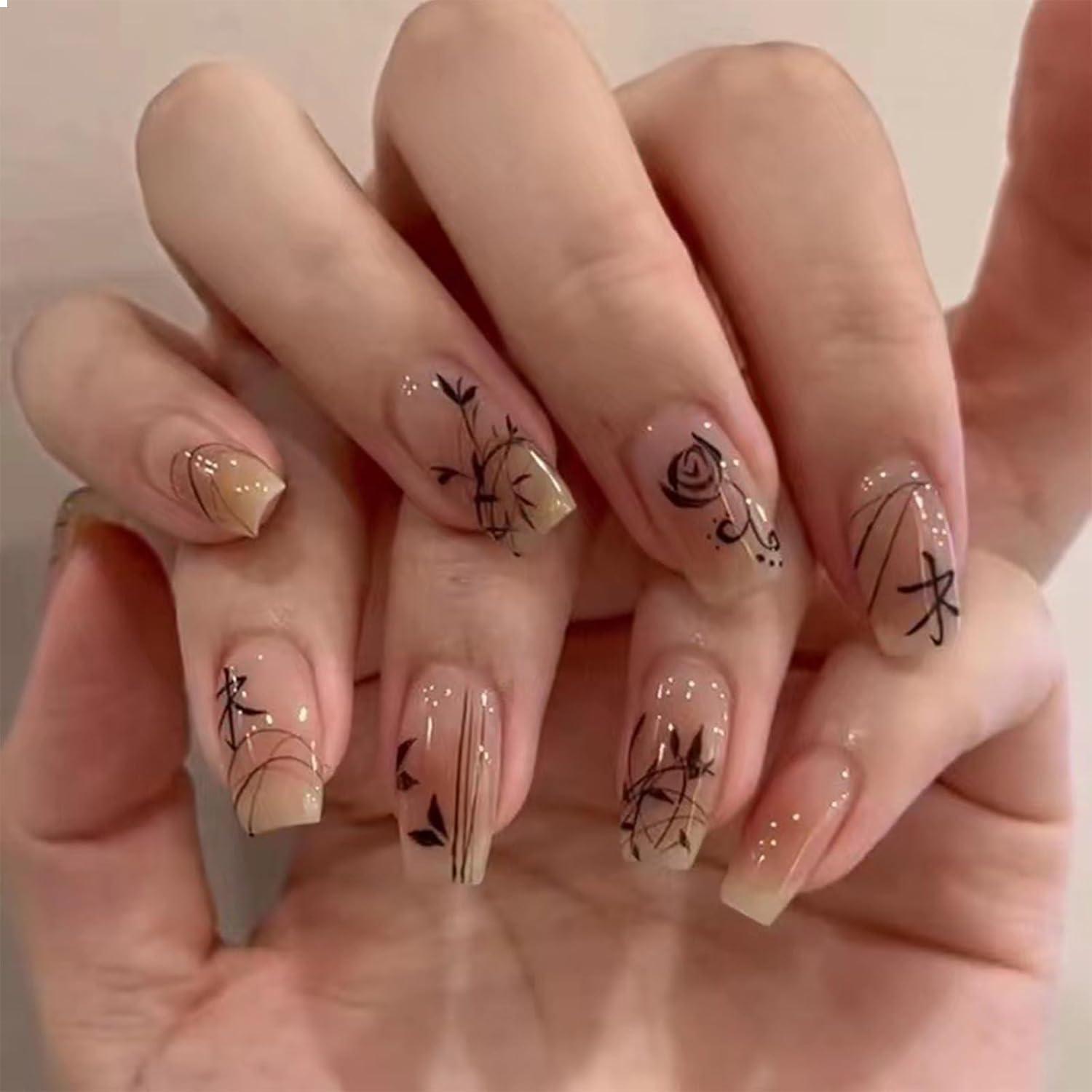 Rosa Chinesischer Stil Press on Nails 30 Stück