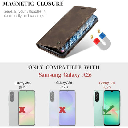 Klapphülle für Samsung Galaxy A26 5G mit Kartenfach und Ständer - Kaffee in Lederoptik