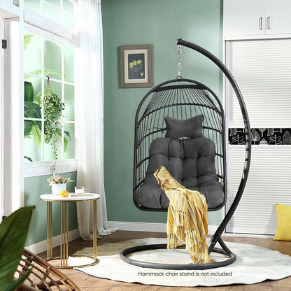 Faltbarer Rattan Hängesessel mit Kissen & Edelstahl Aufhängung