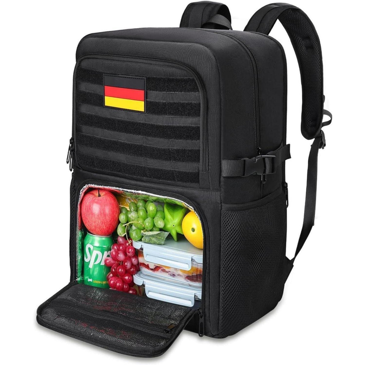 17.3 Zoll Laptop Rucksack mit Kühlfach & Molle-System Schwarz