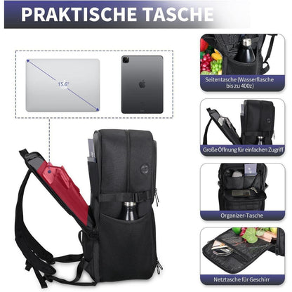 17.3 Zoll Laptop Rucksack mit Kühlfach & Molle-System Schwarz