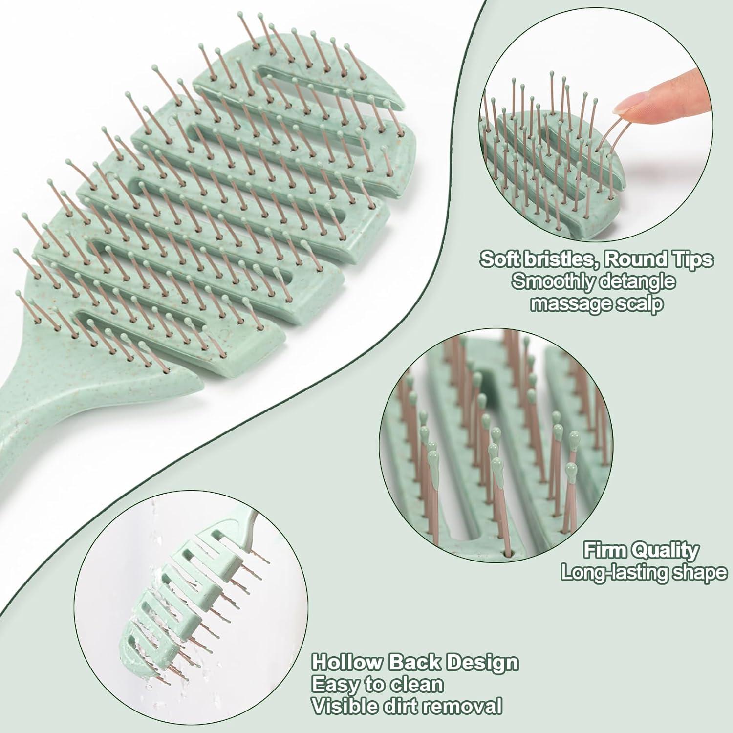 2er Pack Haarbürsten Set Weiche Lockenbürste Entwirrbürste Wet Dry