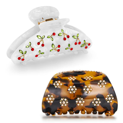 Haarspangen Set 2er-Pack Kirsch Blumen Design sicherer Halt