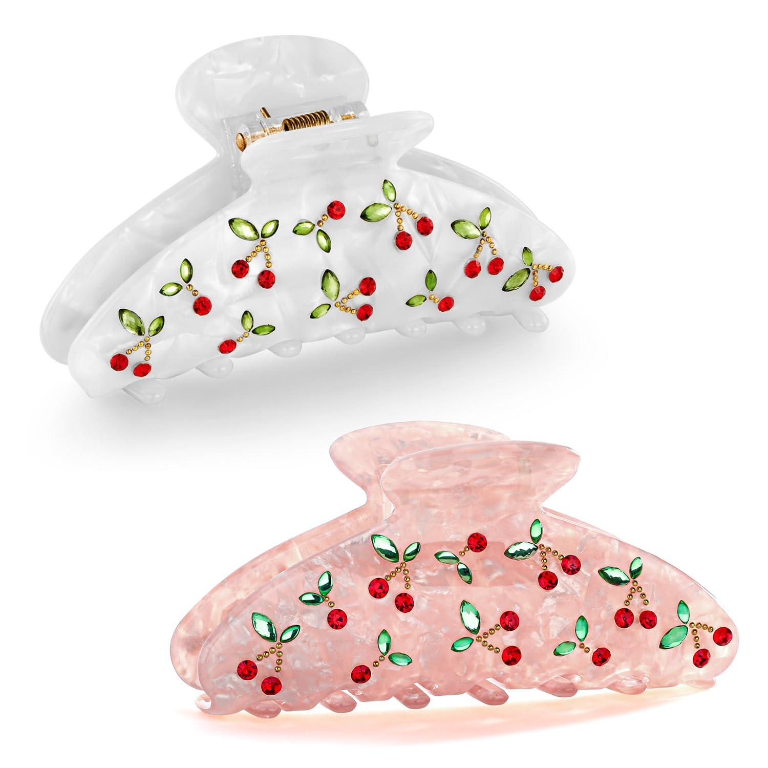 Haarspangen-Set 2er-Pack Kirsch- und Blattdesign Rutschfest