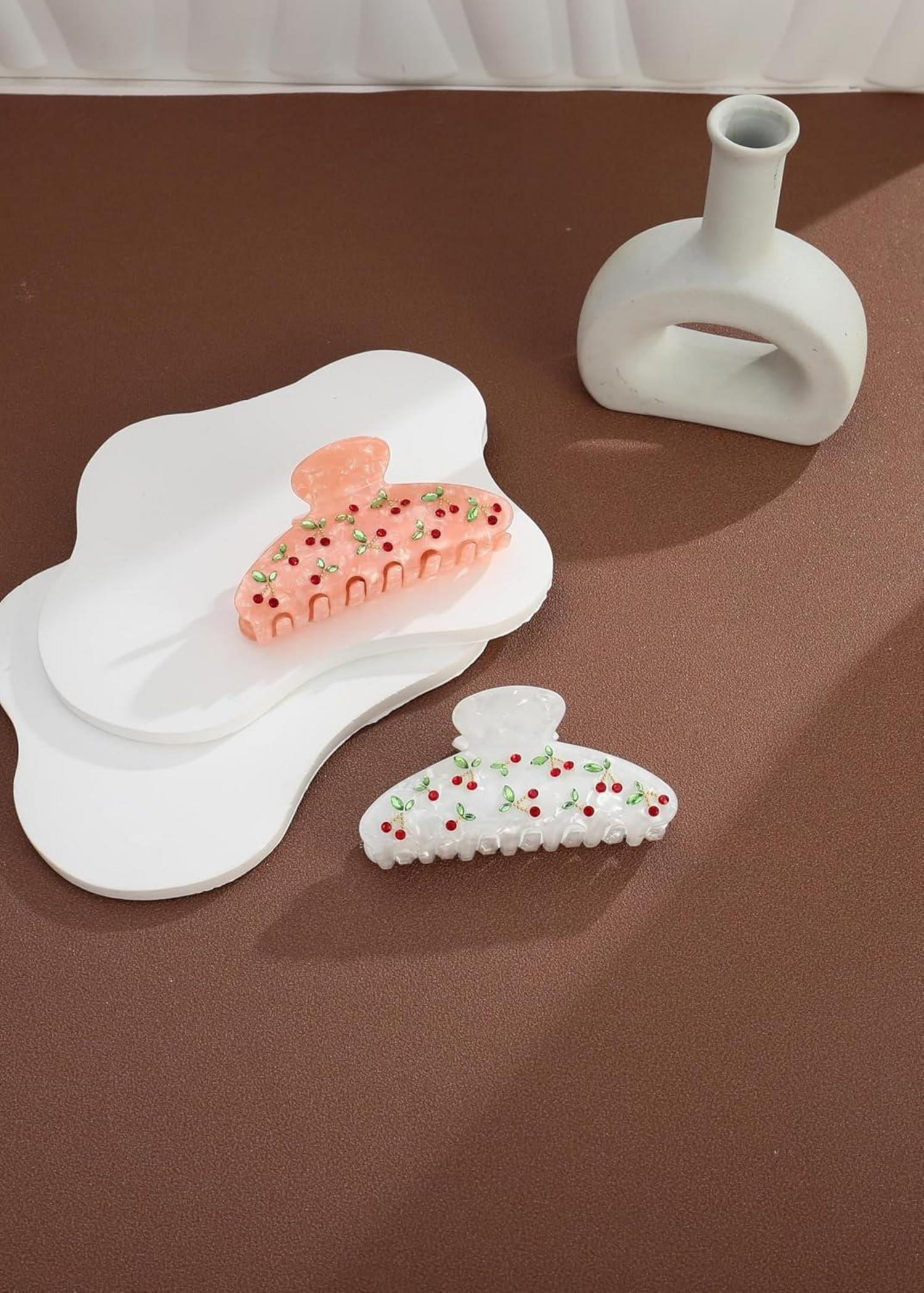 Haarspangen-Set 2er-Pack Kirsch Blatt Design Rutschfest Strapazierfähig