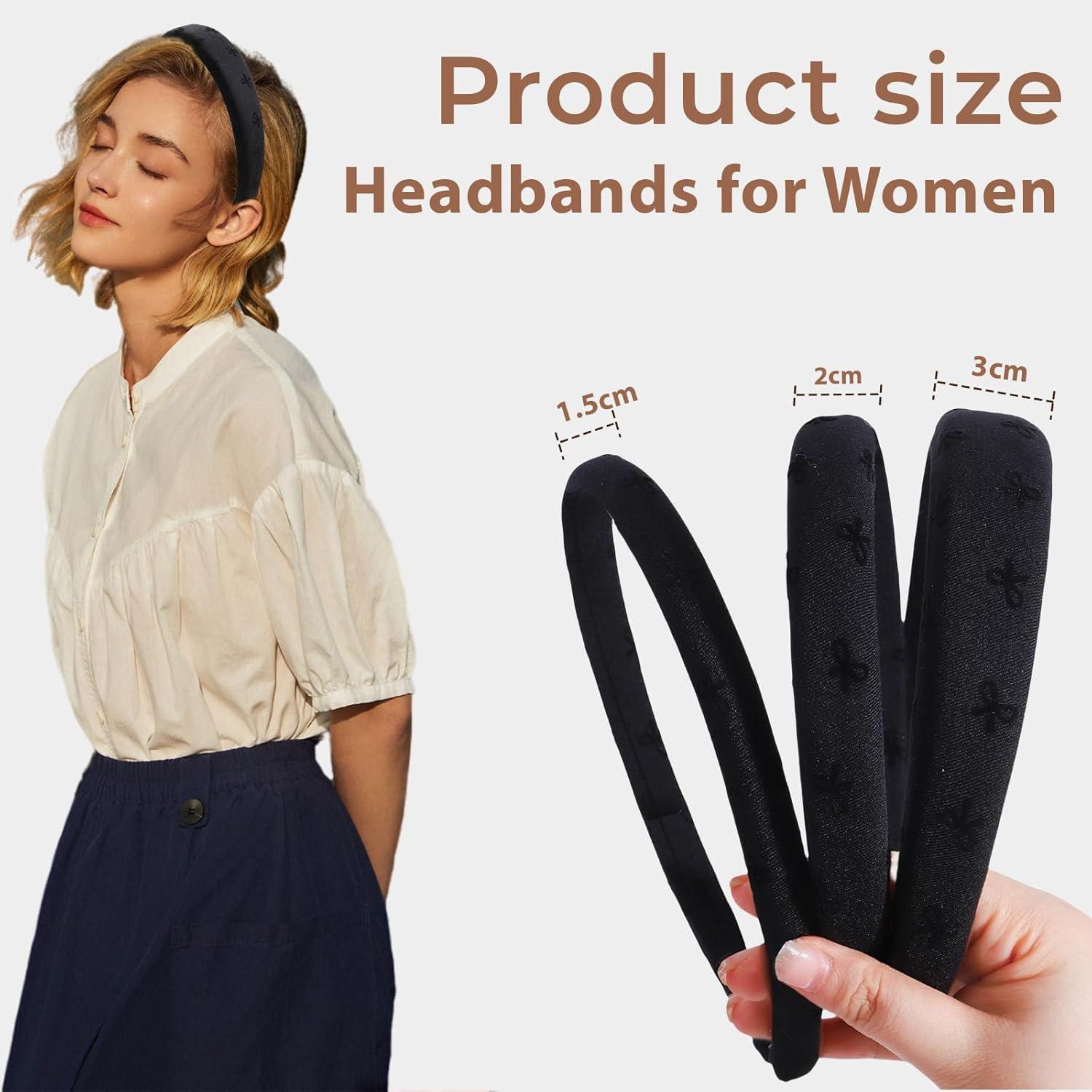 Schwarze Haarbänder Damen Set 3er Pack Schleifenmuster 1cm