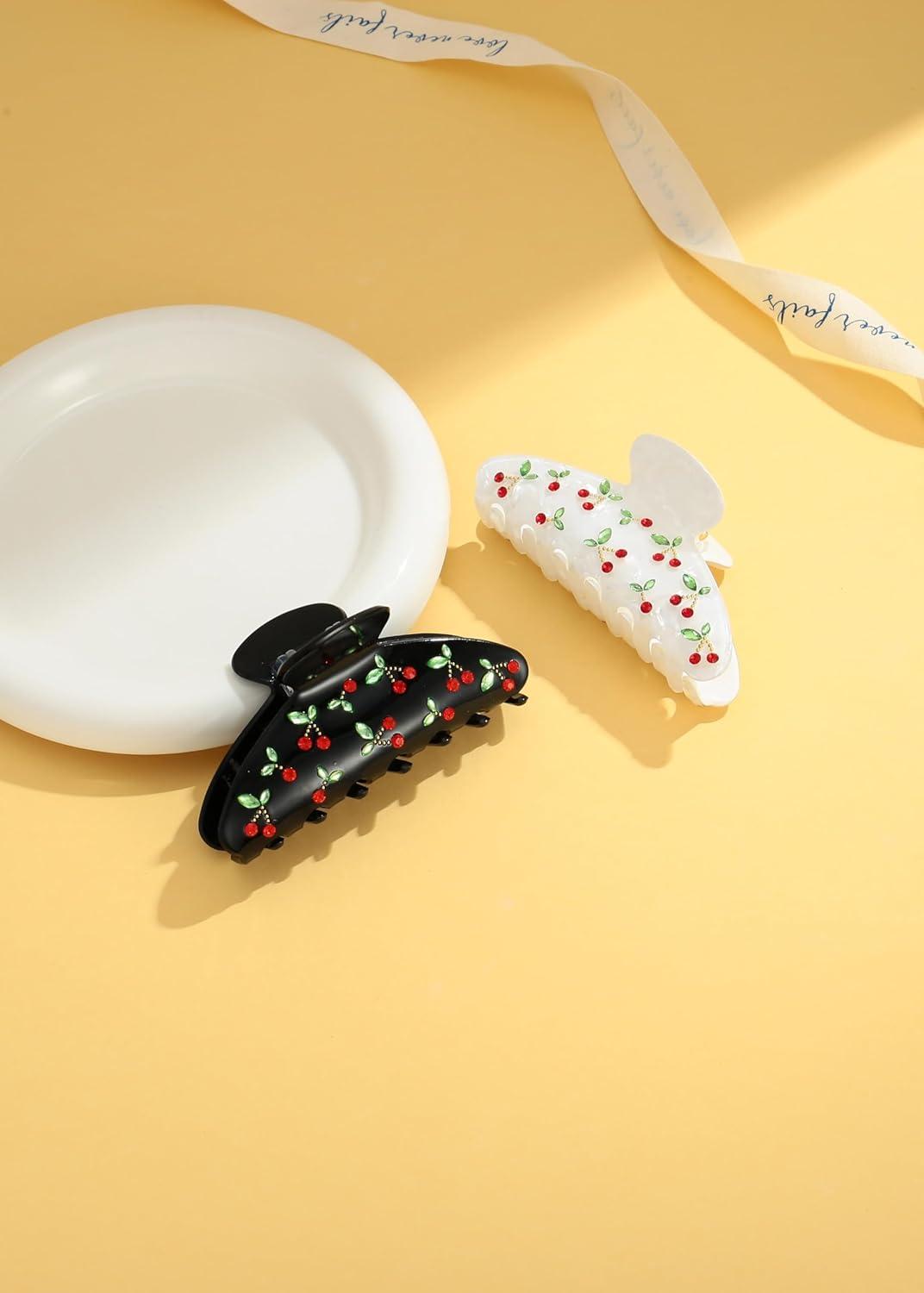 LILIE&WHITE Haarspangen-Set Damen Kirsch-Design 2er-Pack Rutschfest Hypoallergen