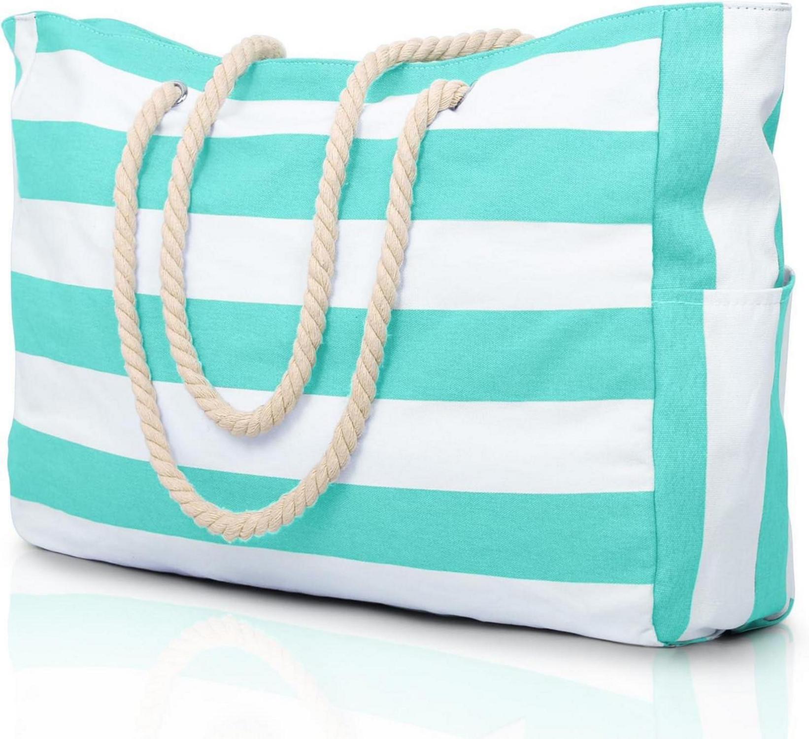 Leichte wasserdichte Strandtasche mit Reißverschluss in Hellem Cyan