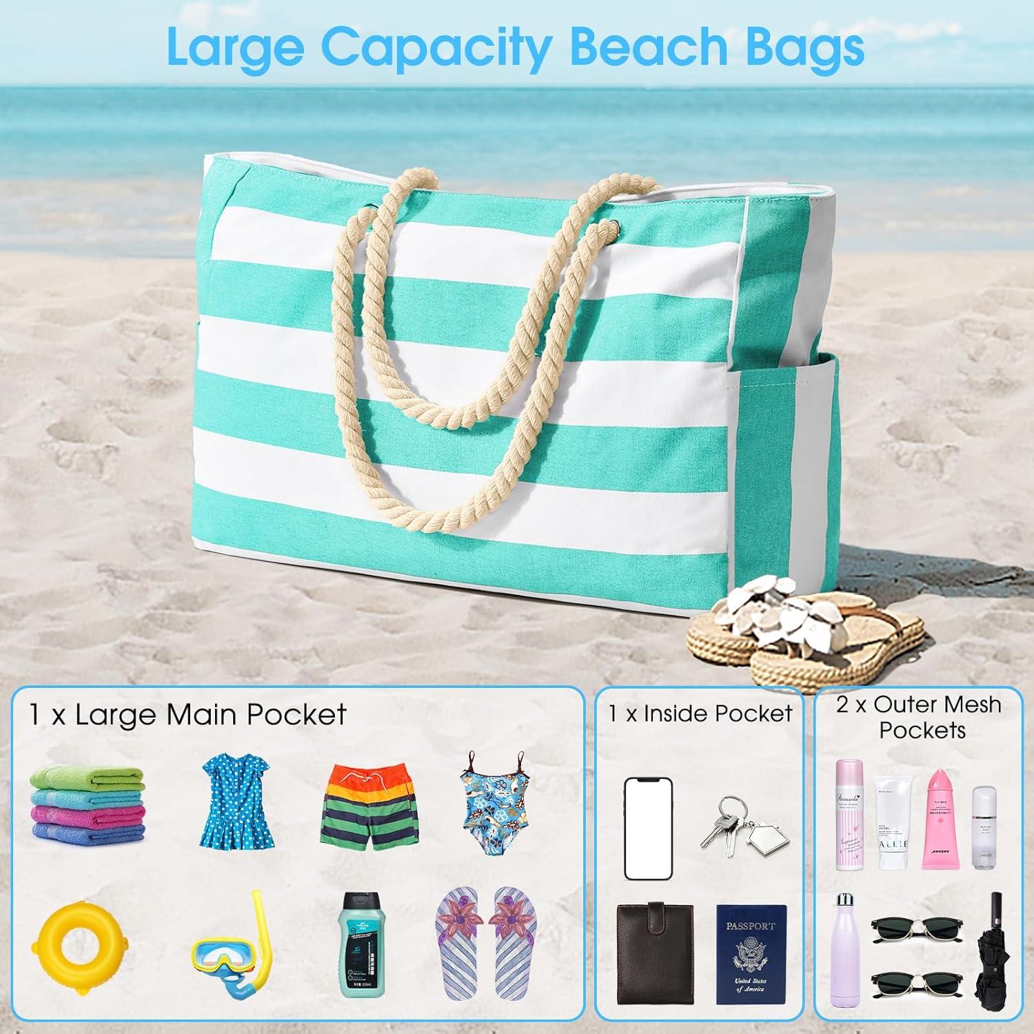 Strandtasche Oscaurt XXL Damen Tote Bag Shopper Badetasche helles Cyan
