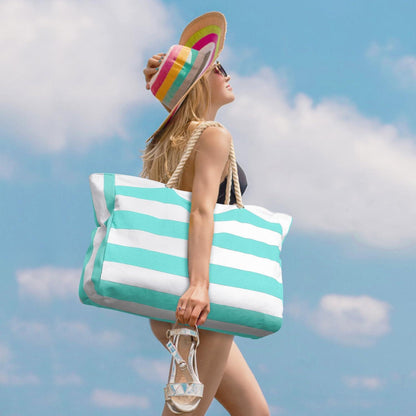 Strandtasche XXL Damen Tote Bag Shopper faltbar Reißverschluss Helles