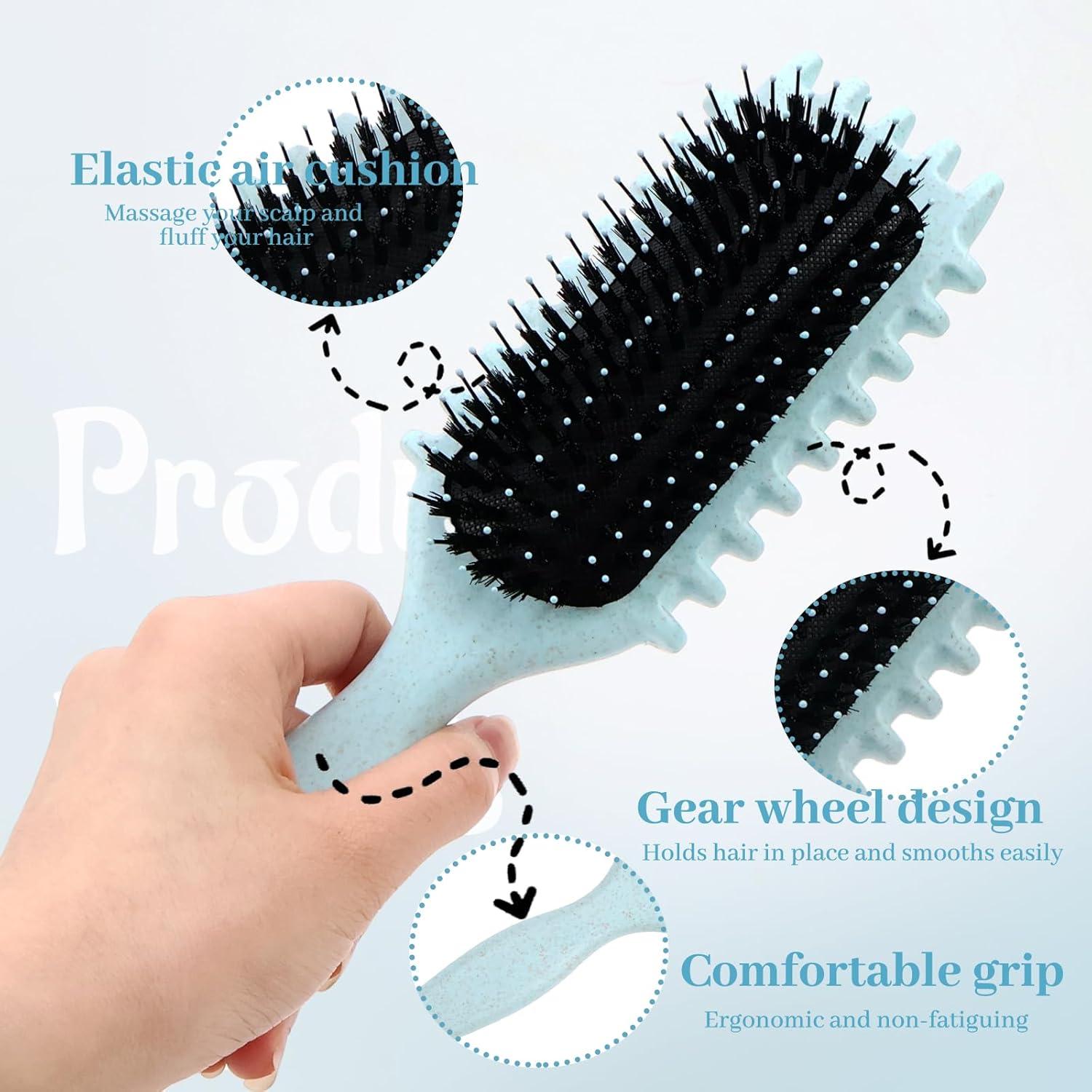 Lockenbürste Set für Männer und Frauen, 3-teiliges Haarkamm-Set, Blaue Curl Defining Brush