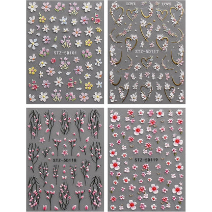 3D Nagelsticker Blumen – Nail Art Aufkleber für Sommerdesign
