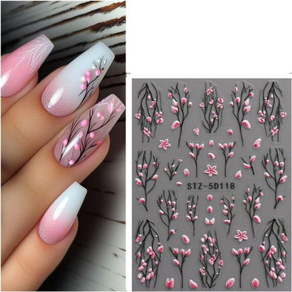 3D Nagelsticker Blumen – Nail Art Aufkleber für Sommerdesign