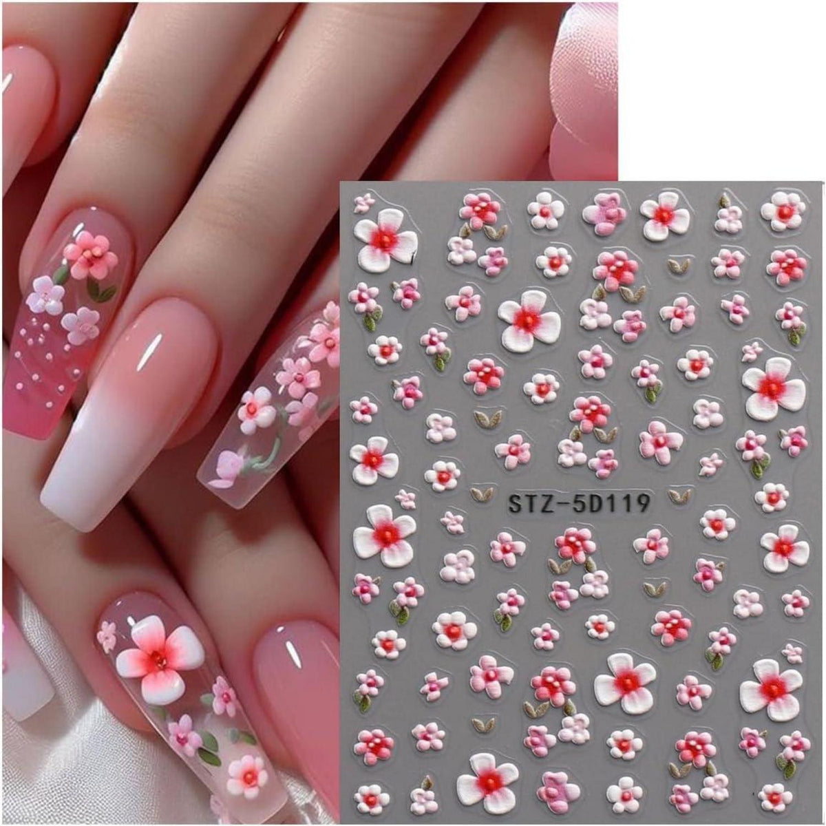 3D Nagelsticker Blumen – Nail Art Aufkleber für Sommerdesign