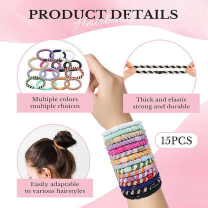 15 Stück Haargummis Elastic Hair Tie Damen Zopfgummi Haarbänder