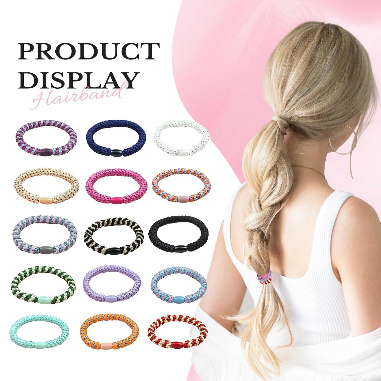 15er Pack Elastische Haargummis Damen - Für Dickes & Lockiges Haar