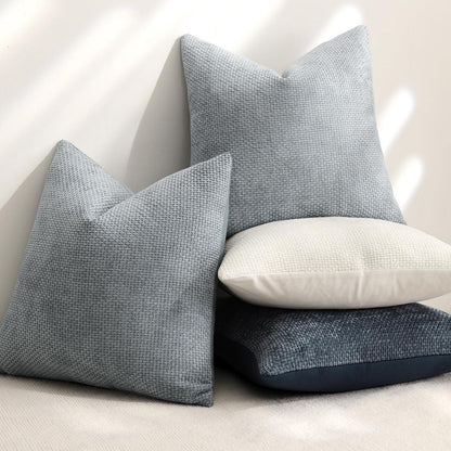 Chenille Kissenbezug 50x50 - Staubblau, 2er Set