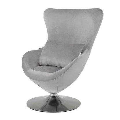 Drehbarer Samt Sessel | Bequemer Loungesessel Retro Design Hellgrau