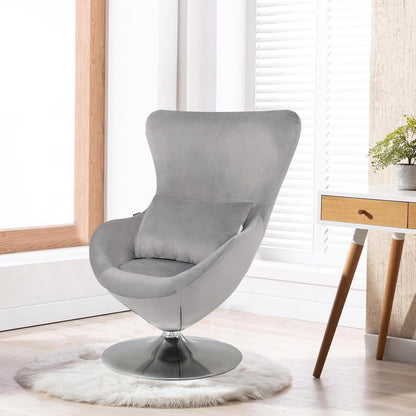 Drehbarer Samt Sessel | Bequemer Loungesessel Retro Design Hellgrau