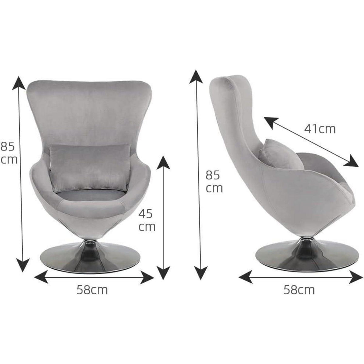 Drehbarer Samt Sessel | Bequemer Loungesessel Retro Design Hellgrau