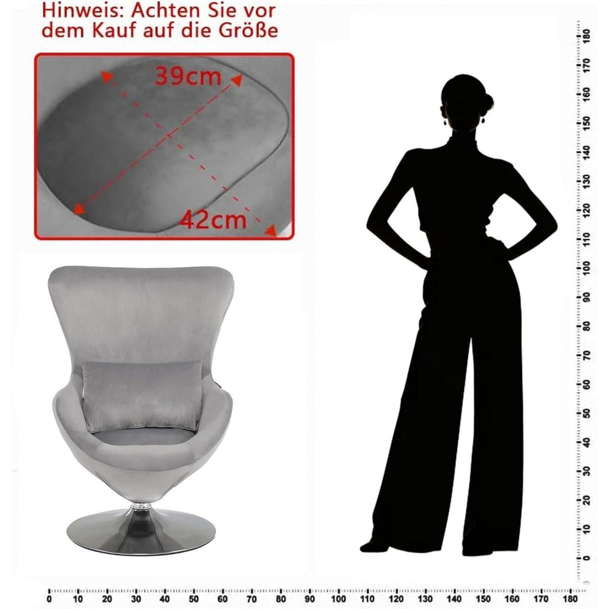 Drehbarer Samt Sessel | Bequemer Loungesessel Retro Design Hellgrau