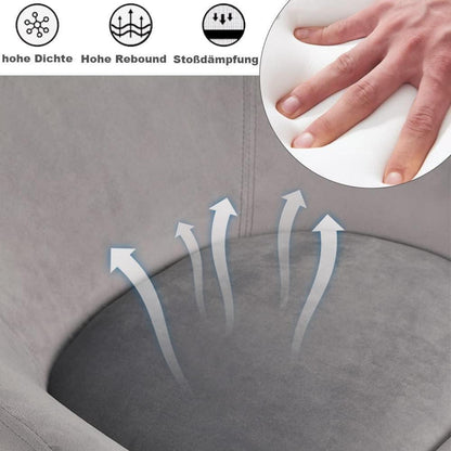 Drehbarer Samt Sessel | Bequemer Loungesessel Retro Design Hellgrau
