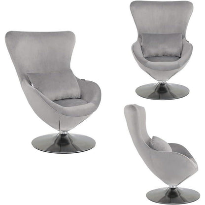 Drehbarer Samt Sessel | Bequemer Loungesessel Retro Design Hellgrau