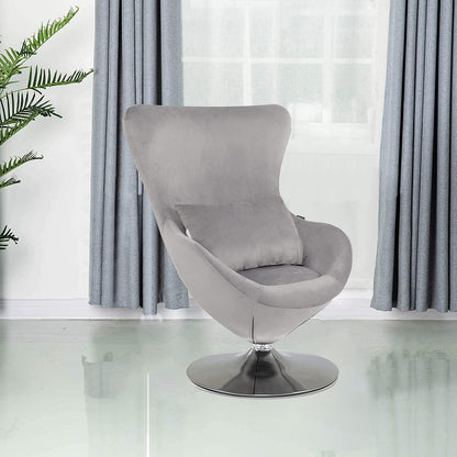 Drehbarer Samt Sessel | Bequemer Loungesessel Retro Design Hellgrau