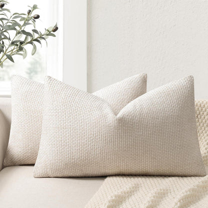 Chenille Kissenbezug 30x50 cm, 2er Set - Beige Dekokissen