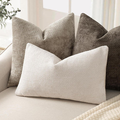 Chenille Kissenbezug 30x50 cm, 2er Set - Beige Dekokissen