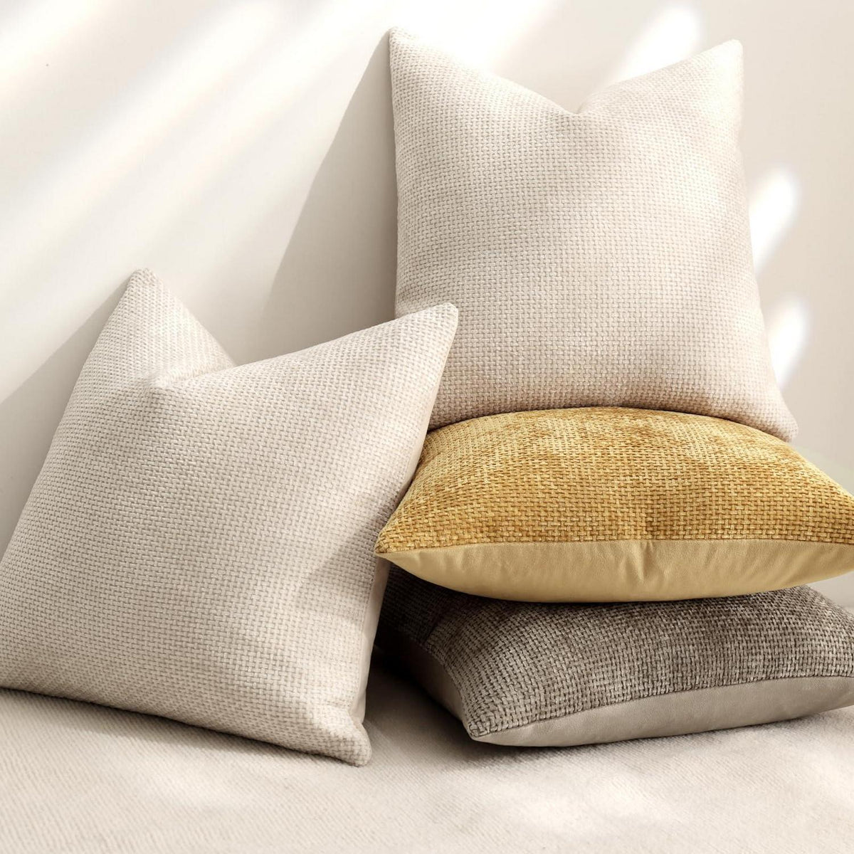 Chenille Kissenbezug 30x50 cm, 2er Set - Beige Dekokissen
