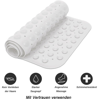 Rutschfeste Duschmatte 80x80 cm – Weiße PVC-Duscheinlage mit Saugnäpfen