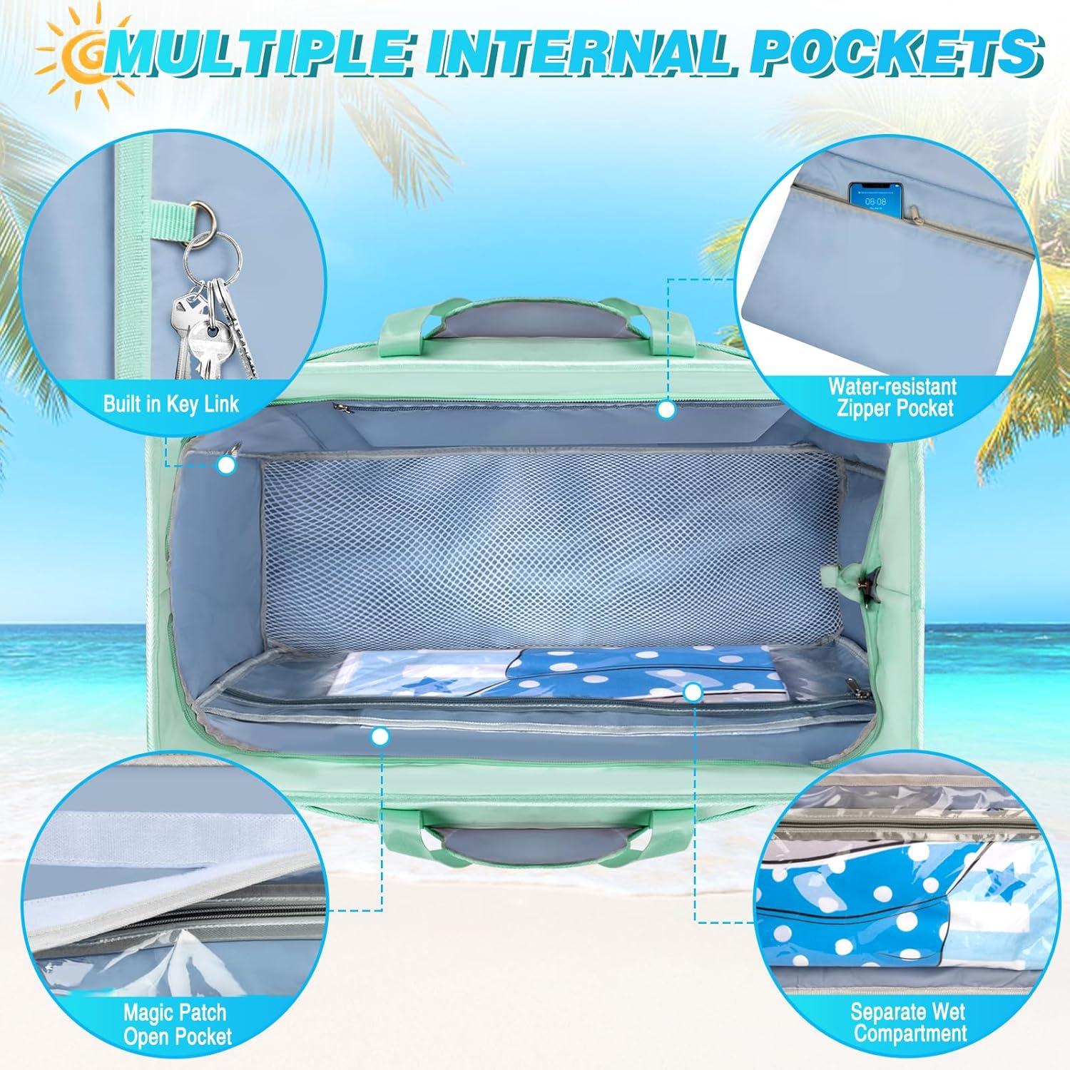 VOBUKE Strandtasche XXL Familie Wasserdicht 45L Badetasche mit Nassem